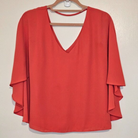 BSBGMaxAzria Shannah Short Batwing Sleeve Top Blouse XS Coral - Picture 1 of 6